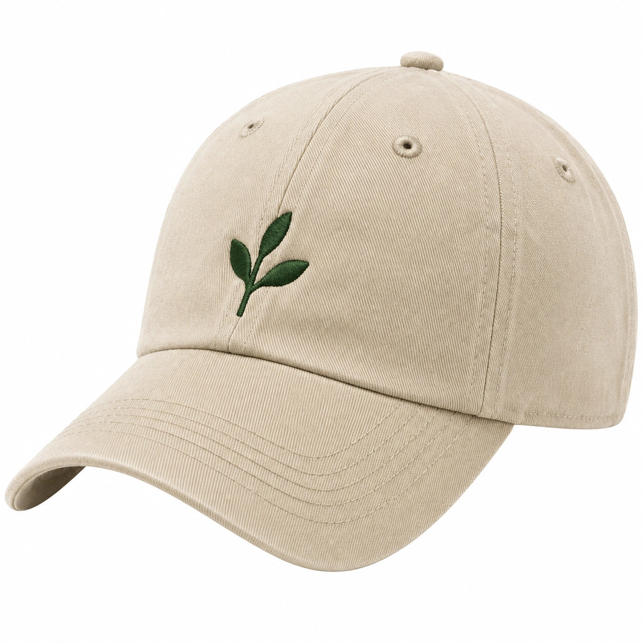 Baseballkappe Einheitsgröße Beige aus Twill mit Blätterstickerei für Freizeit