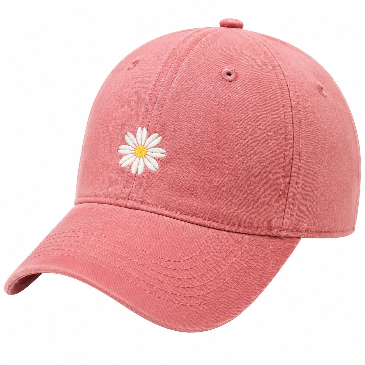 Baseballkappe Einheitsgröße Textil Rosa mit gebogenem Schirm und Blumenstickerei
