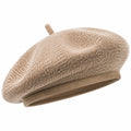 Baskenmütze Einheitsgröße aus Strickstoff Beige für Erwachsene im klassischen Stil
