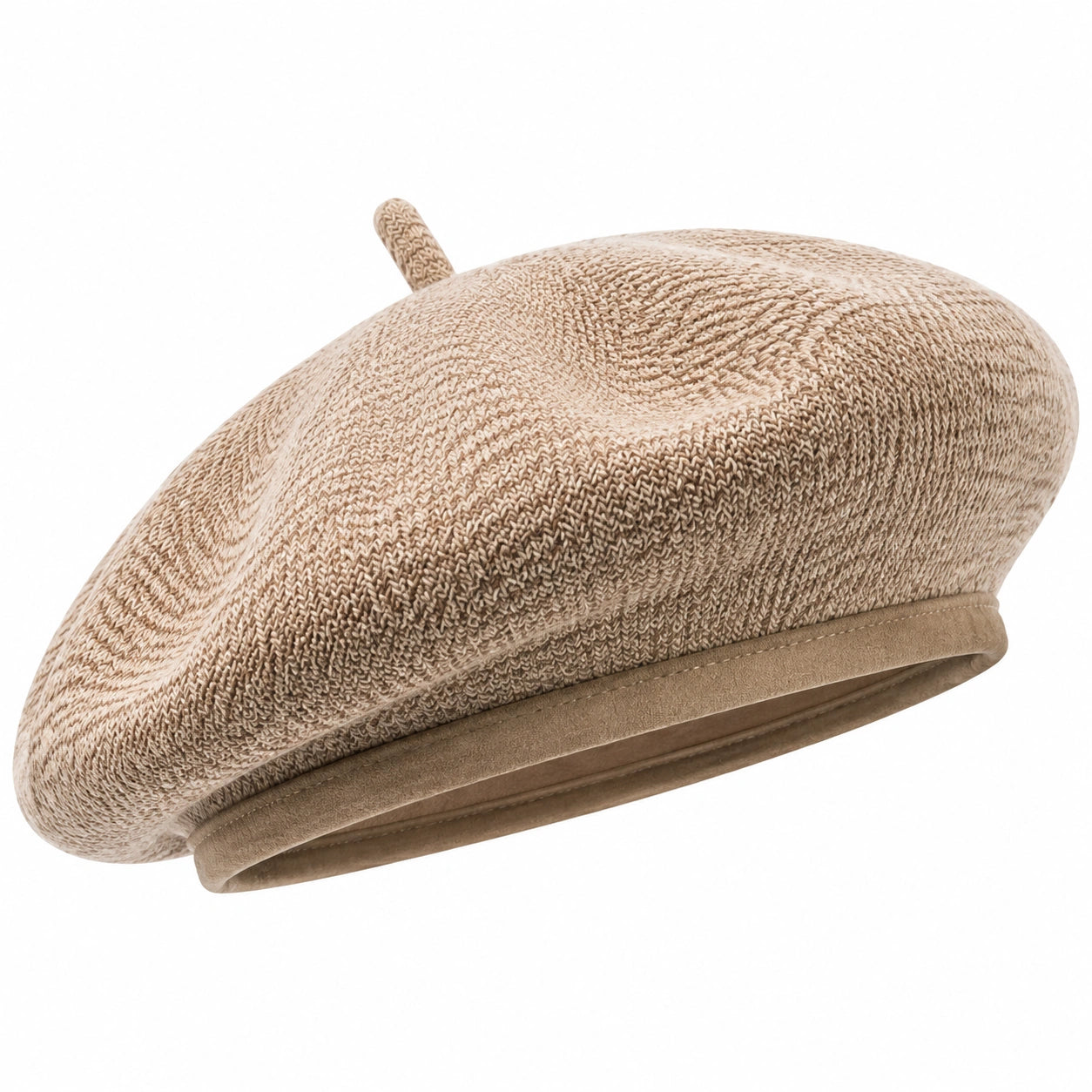 Baskenmütze Einheitsgröße aus Strickstoff Beige für Erwachsene im klassischen Stil
