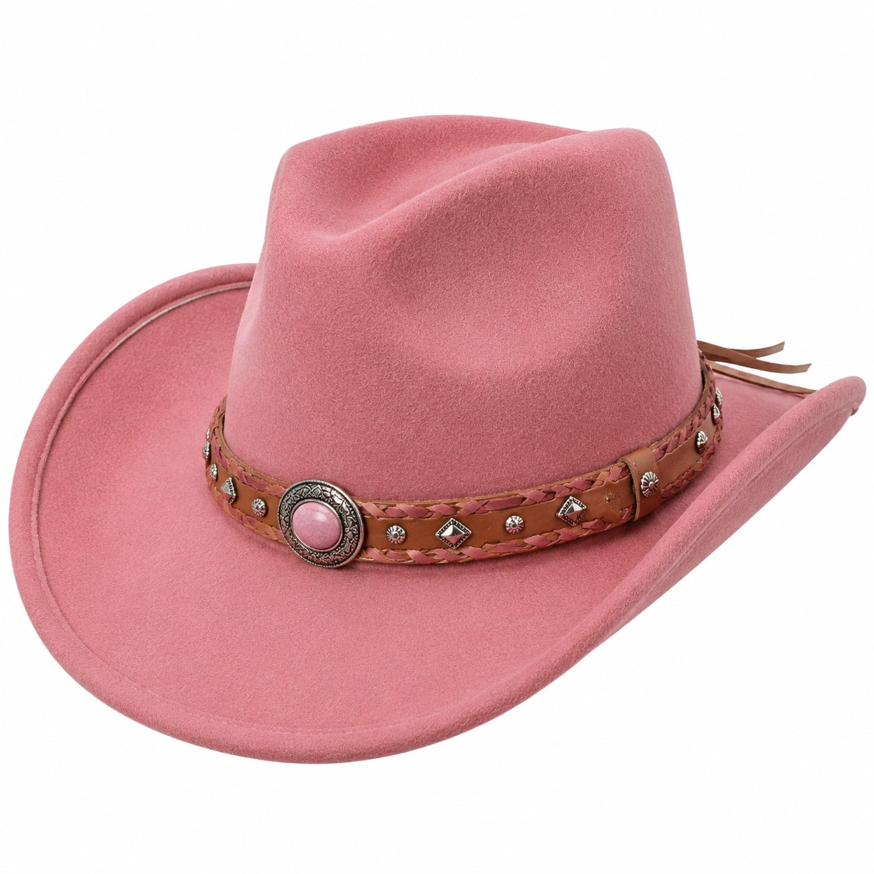Cowboyhut Einheitsgröße Rosa mit Dekorband im Westernstil