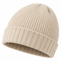 Strickmütze Einheitsgröße Creme mit geripptem Umschlag