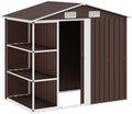 Gerätehaus vidaXL, 205x130x183 cm, 4 L, Braun/Weiß, Gartenhaus mit Regal üftungsschlitzen Schiebetür
