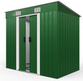 Gerätehaus Gardebruk, 200x125x180 cm, 2m, 4m, Grün/Weiß, ® L Metall ² mit Fundament Schiebetür Grün Geräteschuppen