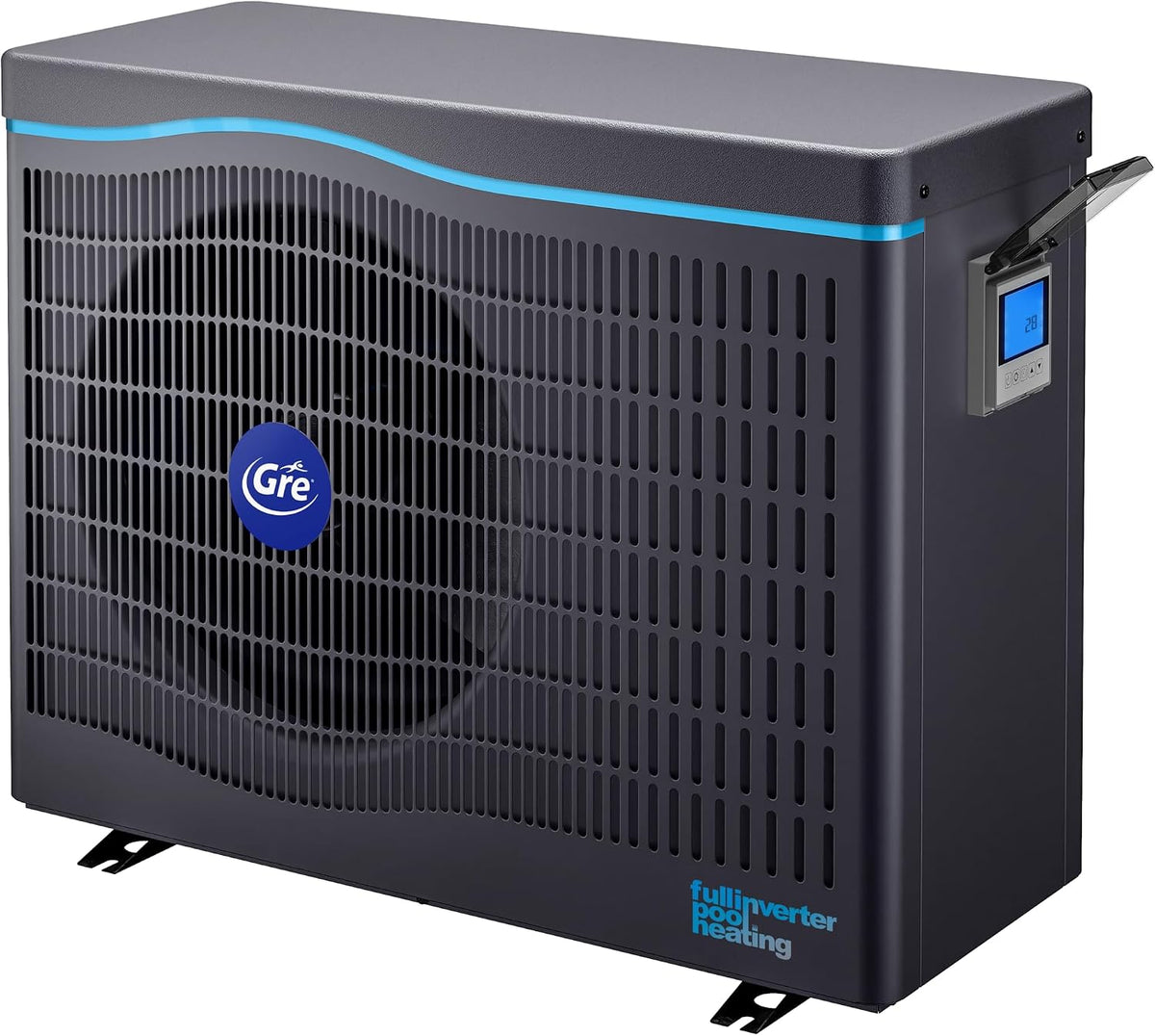Gre Heizpumpen, 45 m, Schwarz/Blau, HPGIC45 - Full Inverter-Wärmepumpe für Pools bis zu ³, iAqualink+ App-Steuerung und hohe Energieeffizienz