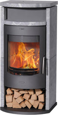 Fireplace Kaminofen, Stahl, Grau, Barcelona Speckstein 53x53x118