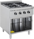 GastroHero Gasherd, Silber, 4 Brenner, offener Unterbau, Edelstahl GHBO4B
