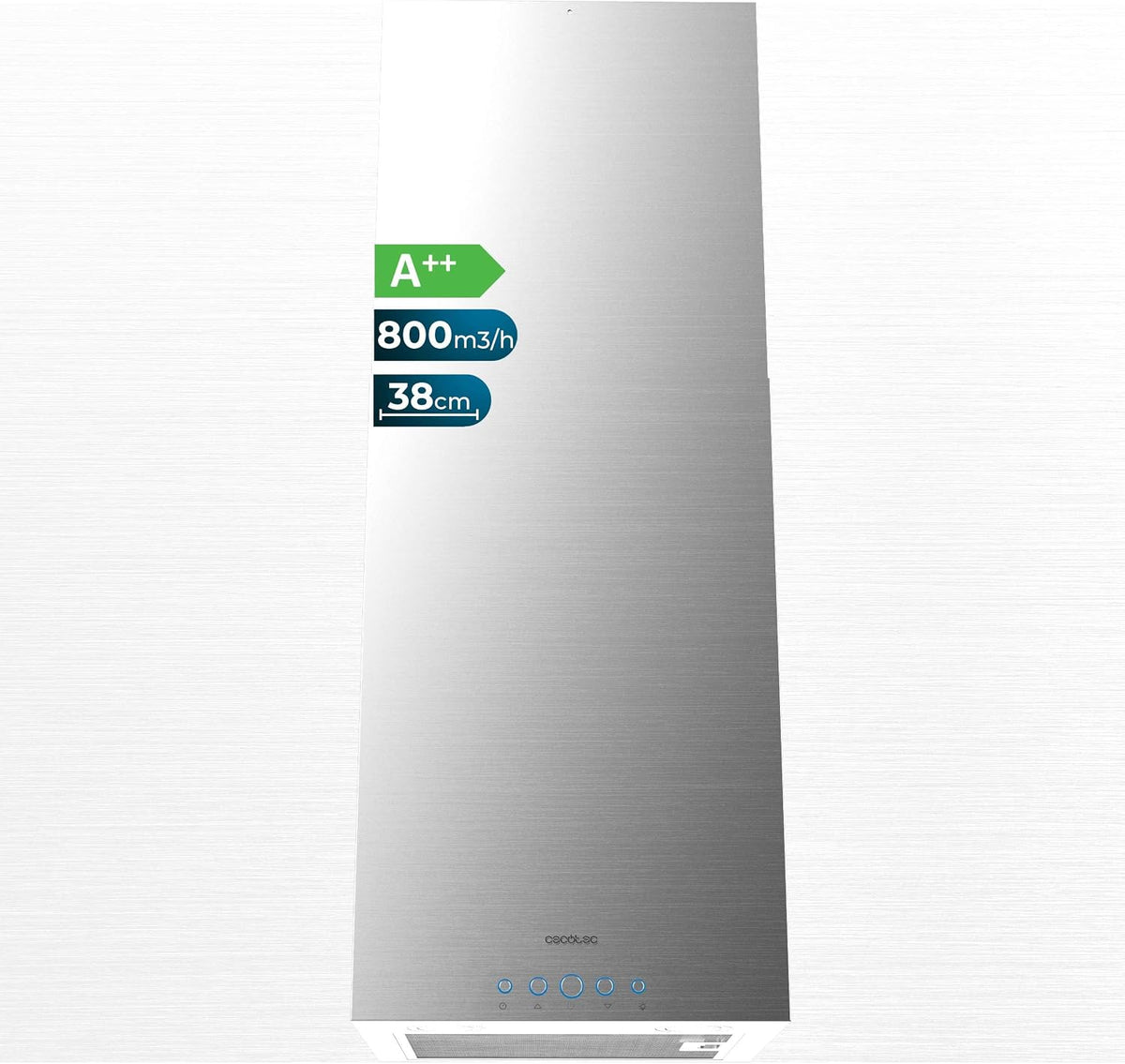 Cecotec Dunstabzugshaube, 210 W, 38 cm, Silber, Bolero Flux ICT 388000, Edelstahl A++, 800 m3/h, Klasse A++, elektronische Steuerung
