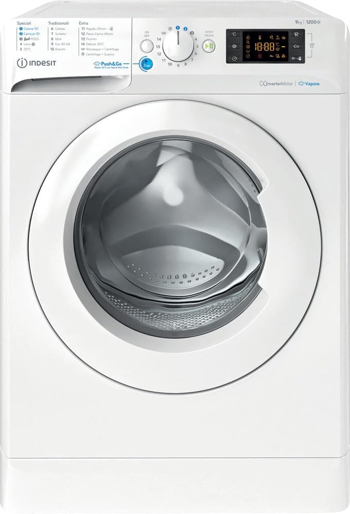 Indesit Waschmaschine, 9,0 kg, Weiß, mit Frontlader, freistehend, BWE 91296X WV IT