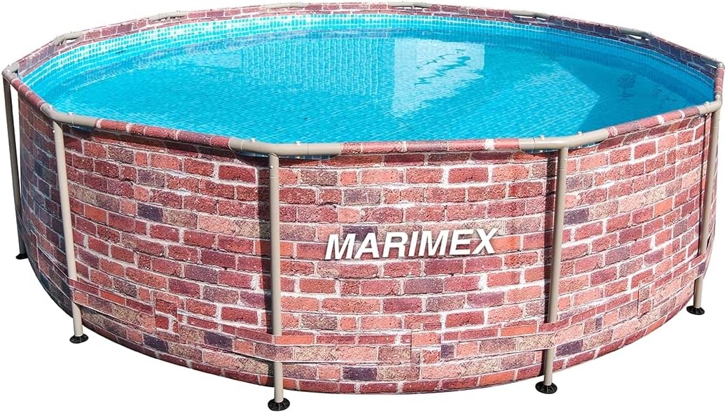 MARIMEX Stahlrahmenpool, 99 M, Rot/Blau/Beige, Schwimmbad Florida 3, 66X0, Ziegel I ohne Zubehör I Stahlwandpool für Garten