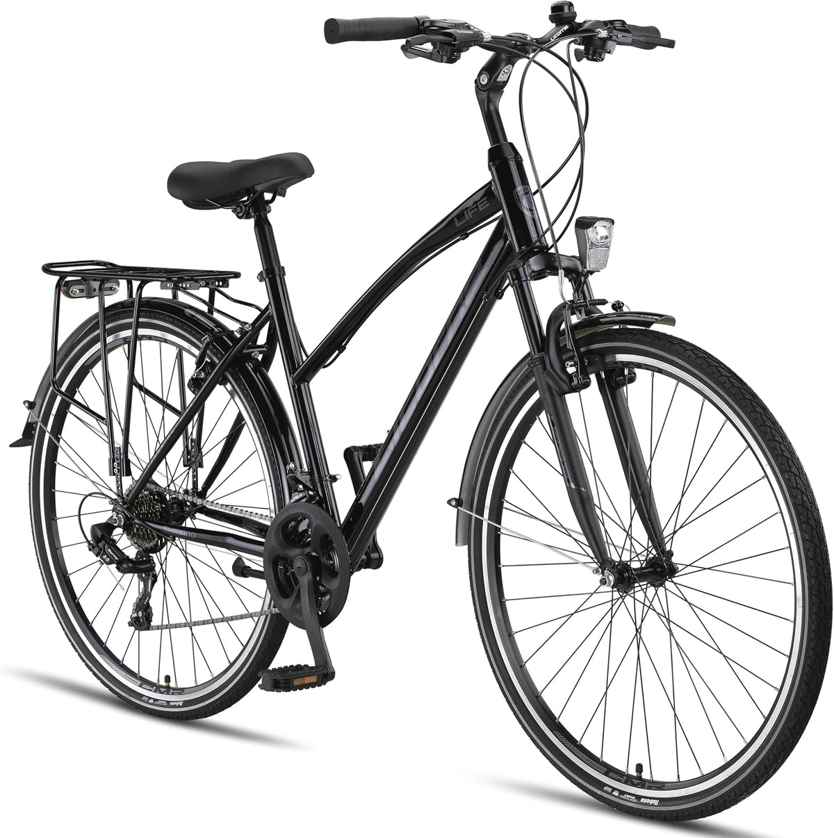 Licorne Bike Fahrrad, Schwarz, Bike, Premium Trekking in 28' für Herren Jungen Mädchen Damen 21