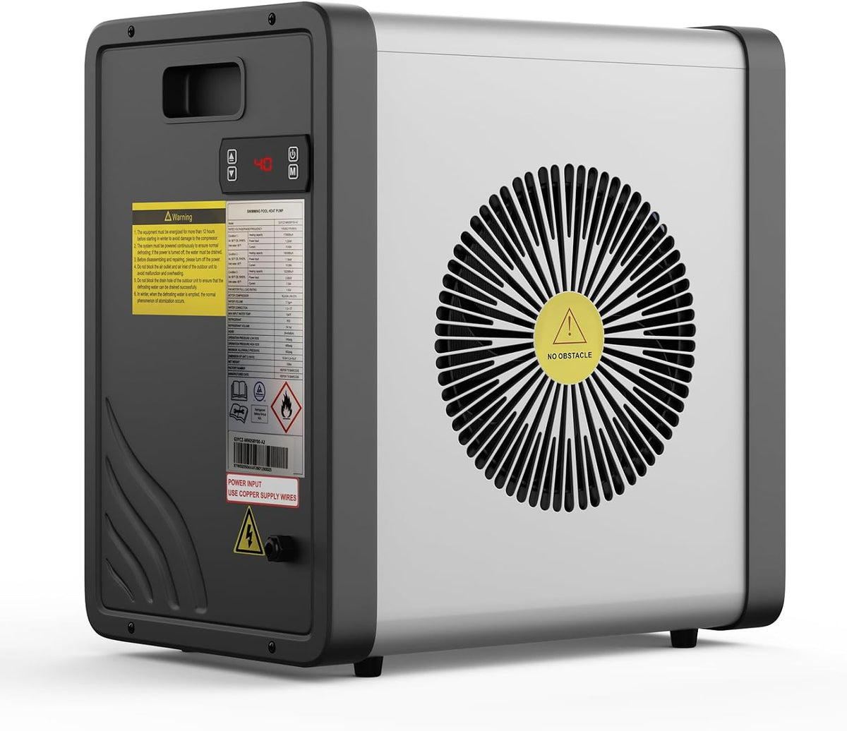 Ryuhic Heizpumpen, 45 dB, 240 V, 5 kW, 20 m, Schwarz/Grau, Mini-Wärmepumpe für Pools, steckerfertig, leise (29