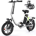 Finbike E-Bike, 2.15 Zoll, 10.4 Ah, Weiß/Schwarz, Klapprad 16 * Fat Tire, Tragbares Elektrofahrrad mit Abnehmbarem Akku