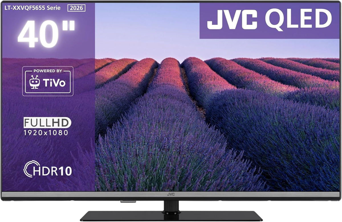 JVC Fernseher, 40 Zoll, Schwarz, Smart TV, LT-40VQF5655 QLED Smart TV Full HD Auflösung und HDR