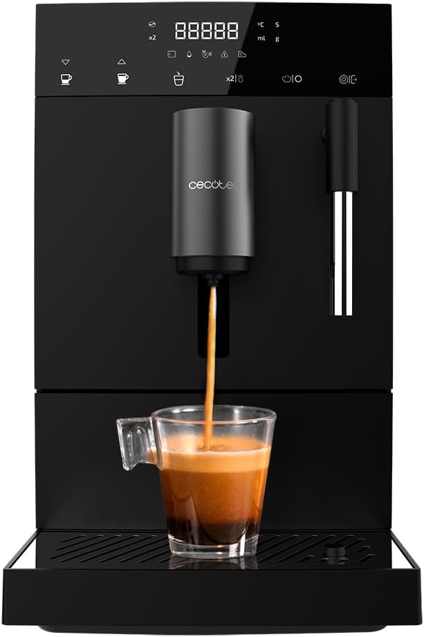 Cecotec Kaffeemaschine, 1350 W, 19 Bar, schwarz, Superautomatische Kompakt- Cumbia Cremmaet Compact Steam, Thermoblock