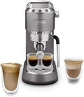 De'Longhi Kaffeemaschine, 15 cm, 13 cm, Silber, Dedica Arte EC885.M, Traditionelle Siebträgermaschine, Manuelle mit MyLatteArt Dampfstab