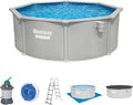 Bestway Stahlrahmenpool, 366x122 cm, Grau/Blau, Hydrium Stahlwandpool Komplett-Set Ø, rund & Granitgrau