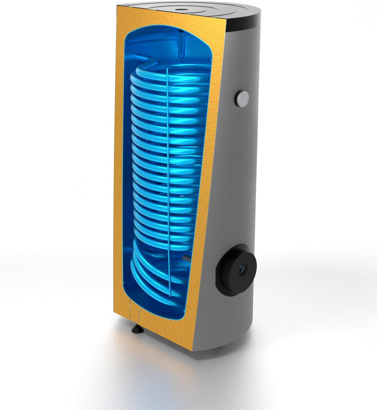 SUNEX® Pufferspeicher, 10 bar, 200 L, 1 W, Braun, Speicher für Wärmepumpen, Warmwasserspeicher, mit ärmetauscher