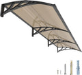 GUANSU-CN Baumarkt,Baubedarf,Baustoffe, 100x300 cm, Schwarz/Beige, Vordach für Haustür, UV Überdachung Haustür aus Polycarbonat