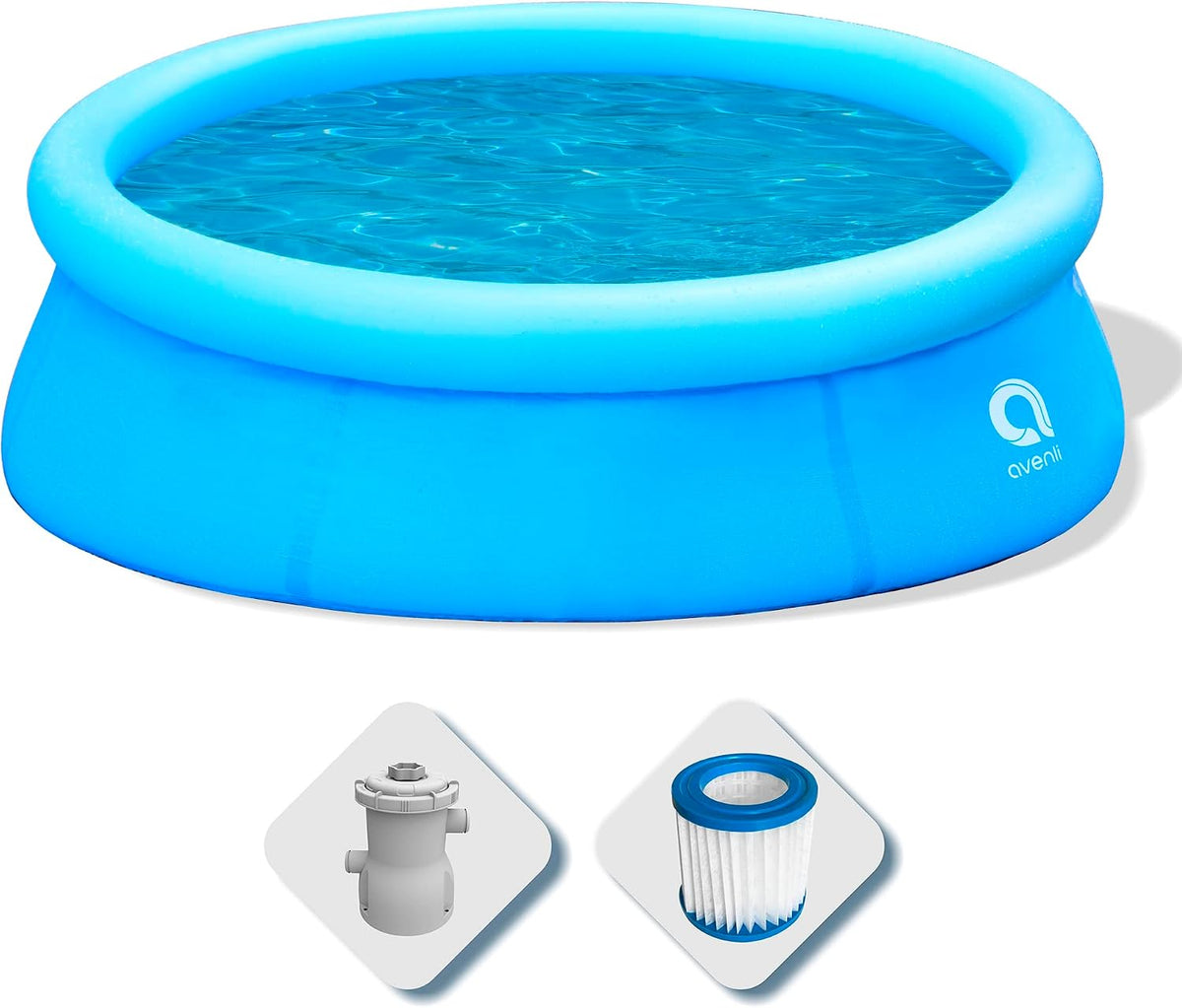 AVENLI Aufblasbare Pools, 420 x 84 cm, Blau, Runder oberirdischer Pool mit selbsttragendem aufblasbarem, mit Filterpumpe