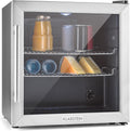 Klarstein Mini-Kühlschrank, 47 L, Silber/Schwarz, Getränkekühlschrank, Kühlschrank Klein mit 2 Ablagen, Mini Fridge 3-10°C