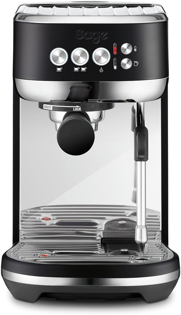 Sage Milchaufschäumer, 9 Bar, 1,9 l, Schwarz, The Bambino Plus - Kompakte Kaffeemaschine mit, Wassertank - Siebträgermaschine - 3 Einstellungen