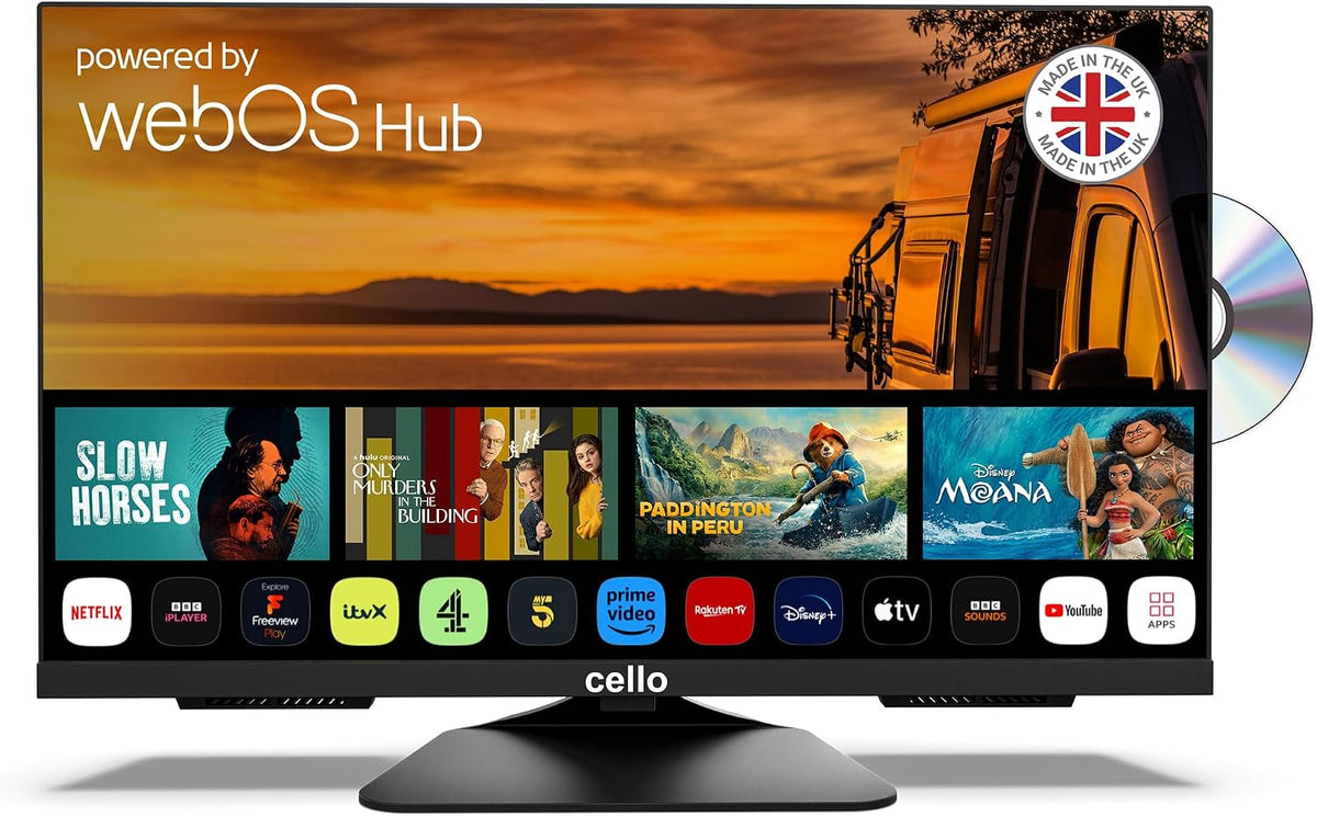 Cello Fernseher, 230 V, 12 V, Schwarz, C2425WSF Trav 24' Full HD SMART/DVD Camping Reise TV