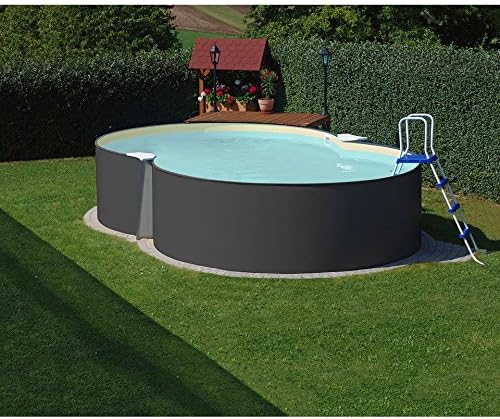 HANSEATIC Stahlrahmenpool, 540 x 350 x 120 cm, 0,4 mm, Anthrazit/Blau, Stahlwandpool Set (5-teilig) achtform, Stahl anthrazit Folie blau
