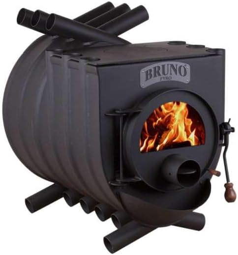 ThermoFlux Kaminofen, 22 kW, Schwarz, Werkstattofen BRUNO® Pyro IV mit Herdplatte, Warmluftofen