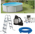 POWERHAUS24 Stahlrahmenpool, 1,20 m, 4 m, Weiß/Blau/Schwarz, Planet Pool Premium Rundpool-Set Ø 3, 50 x, frei aufstellbar