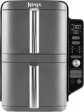 Ninja Heissluftfritteuse, 9,5 L, Grau/Silber, Double Stack XL Air Fryer Heißluftfritteuse, Airfryer, Doppelkorb-Heißluftfritteuse mit 4 Kochstufen