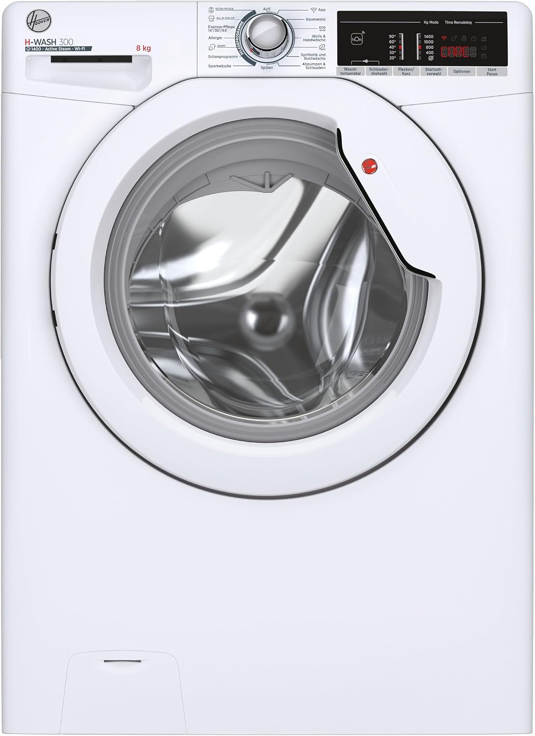 Hoover Waschmaschine, 8 kg, Weiß, H3WOSQ485TA4-84 I I Wi-Fi und Bluetooth I ActiveSteam I