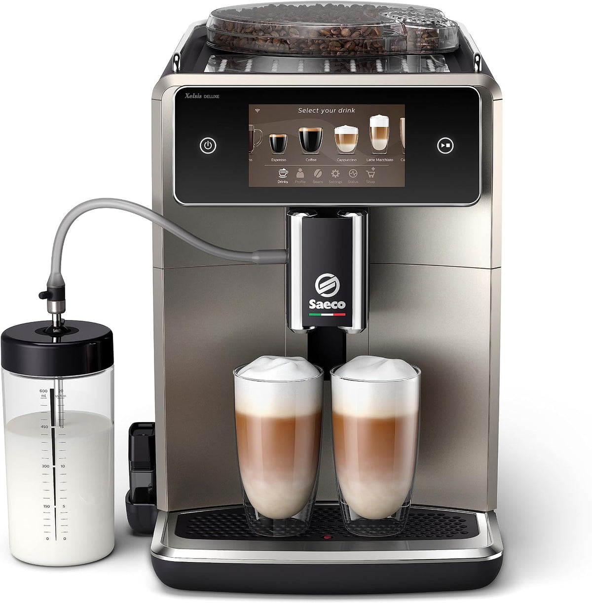 Saeco Kaffeevollautomat, Schwarz/Silber, Xelsis Deluxe, Metall, 22 Kaffeespezialitäten