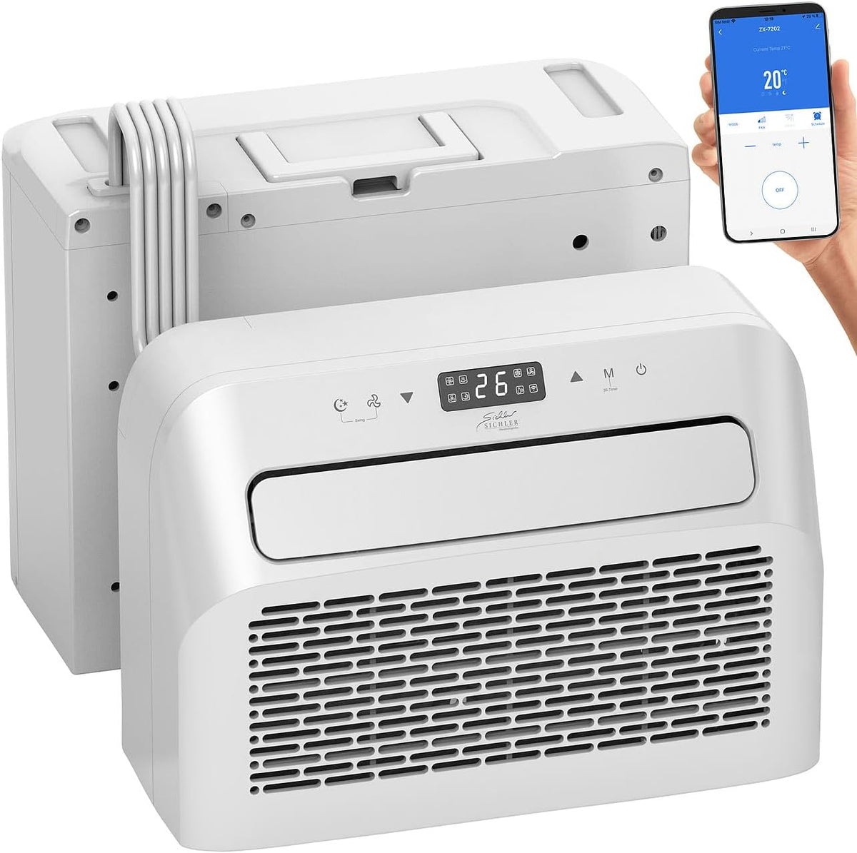 Sichler Haushaltsgeräte Split-Klimaanlage, Weiß, Klimaanlage Wohnwagen: Mobile, Entfeuchterfunktion, WLAN & App