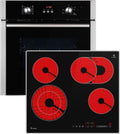 KKT KOLBE Backofen, 6600 W, 60 cm, 59 cm, Schwarz/Silber, Autarkes Herdset, Einbau BO8805SS, Kochfeld CH5901AL, Grill