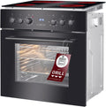 Bomann Backofen, 56 L, Schwarz/Silber, ® mit Glaskeramik-Kochfeld, Einbauherd mit 4 Kochzonen & 9 -Funktionen, Herdset mit Umgebungslüfter