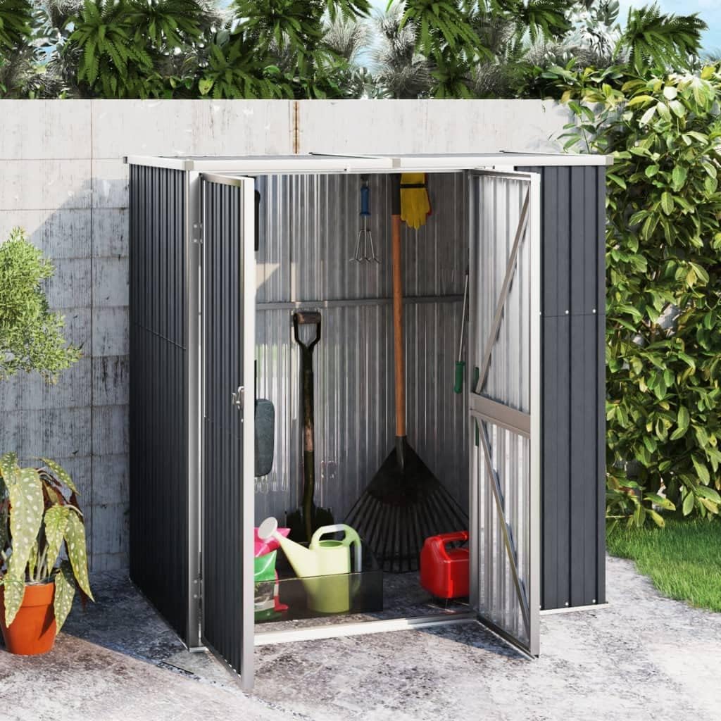 Gerätehaus prissent, 161x89x161 cm, Anthrazit/Silber, Anthrazit Verzinkter Stahl Gartenhaus Günstig Garten