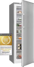 Exquisit Gefrierschrank, 242 Liter, Silber, GS280-HE-040D inoxlook, Tiefkühlschrank Gross, 4* Schnellgefrieren
