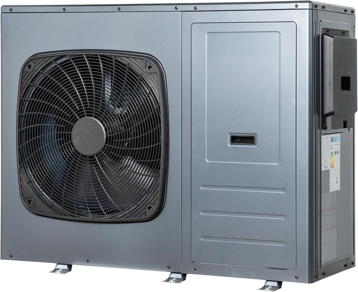 Techomey Warmwasser-Wärmepumpe, 12 kW, Silber/Schwarz, Luft-Wärmepumpe Warmwasser, COP 5.1, Warmwasser Wärmepumpe A+++