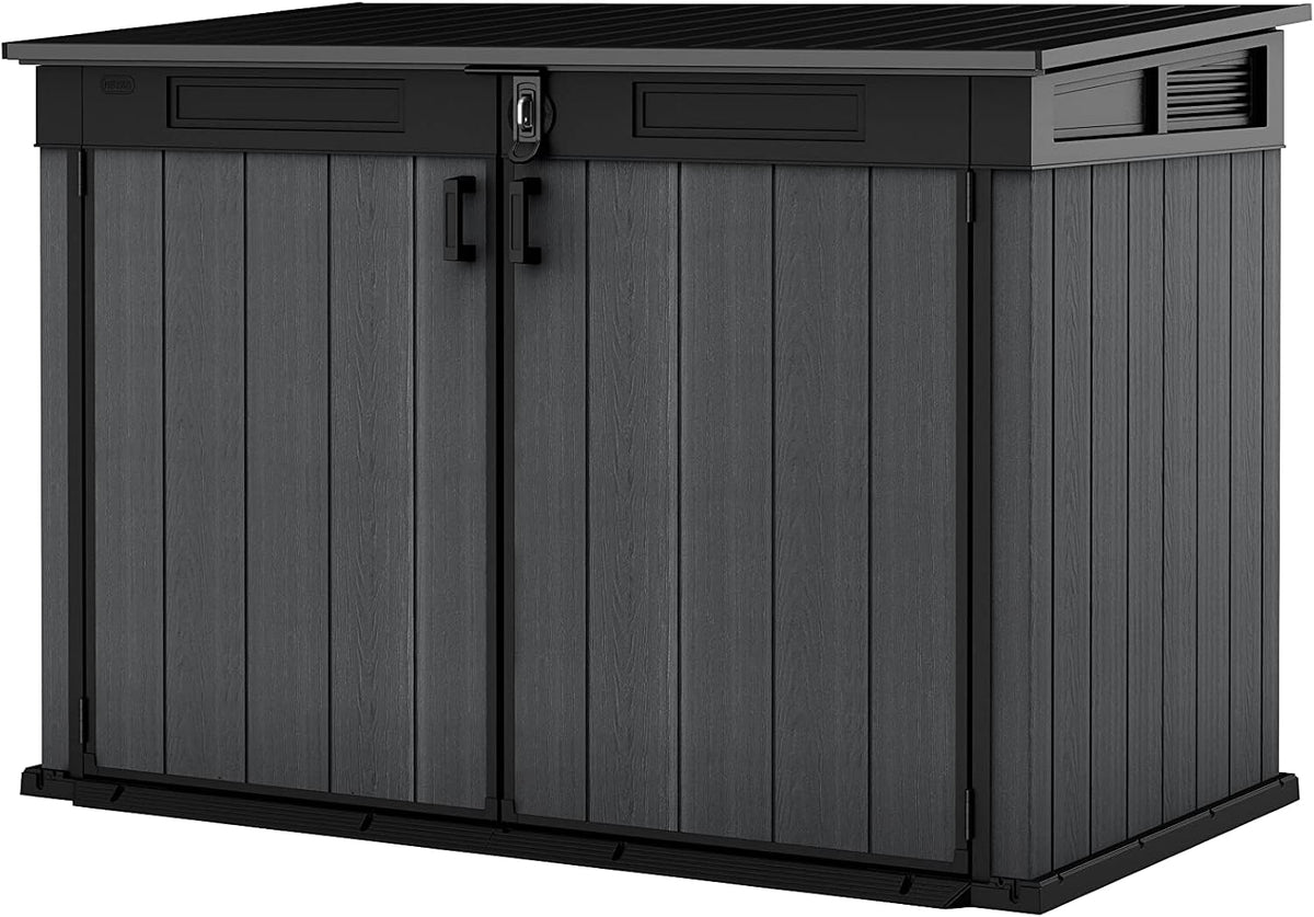 Gerätehaus Koll Living, 2020 Liter, 3 M, Grau/Schwarz, Geräteschrank/ für z.B Gartenutensilien, 2 Fahrräder