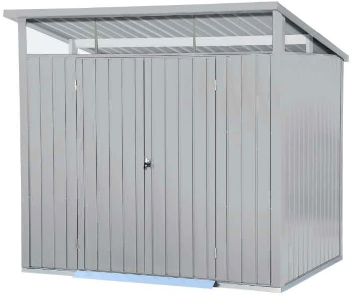 Gerätehaus Duramax, 231 cm, Grau, Metall Gartenhaus 249x231 Geräteschuppen Garten Flügeltür, H. 203 x B. 249 x T