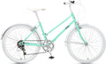 ZXQZ Fahrrad, 24 Zoll, Grün/Weiß, Bike, Retro, 7 Speed Commuter Bike Lady Schritt Durch Urban Bike, für Dating-Geschenke (Color : Green)