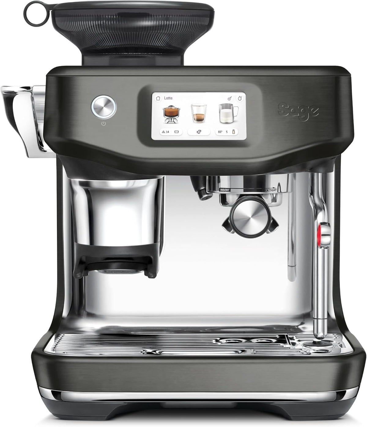 Sage Kaffeemaschine, Schwarz/Edelstahl, The Barista Touch Impress - mit automatischer, integriertem Mahlwerk & Cold Brew-Funktion - Intelligente
