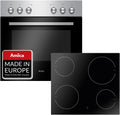 Amica Backofen, Schwarz/Silber, Einbauherd Set, mit Grill und Umluft, Rahmenloses Glaskeramik Kochfeld mit Zweikreis