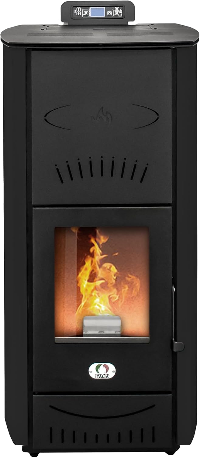 STUFE A PELLET ITALIA Öfen, 24 Kw, 180m, 24M, schwarz, Asia, Hydro- Effizienz 92% Heizung für ² Autonomie 22 Std