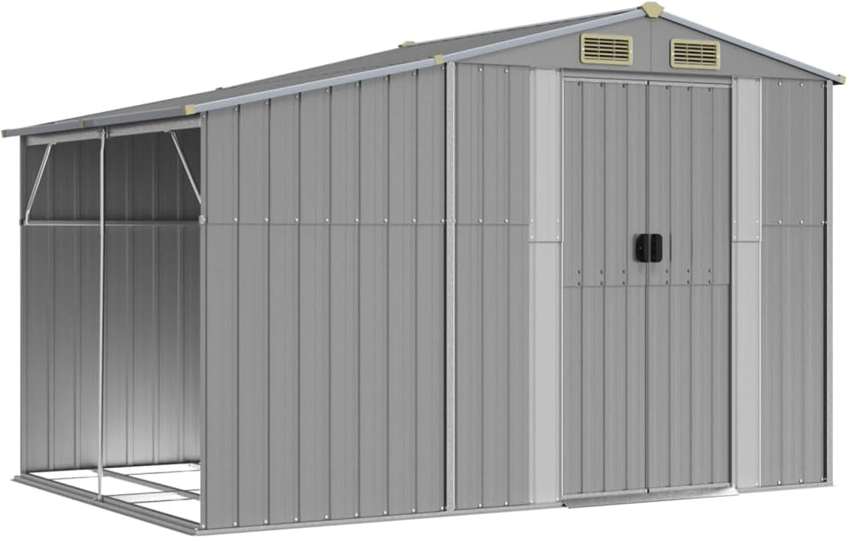 Gerätehaus Homgoday, 277x192,5x179 cm, Verzinkter Stahl, PP (Polypropylen), Grau