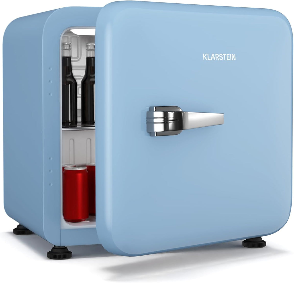 Klarstein Mini-Kühlschrank, 40 dB, 43 L, Weiß, Audrey Evo Mini Kühlschrank - Retro-Design, Leise, Mechanischer Thermostat