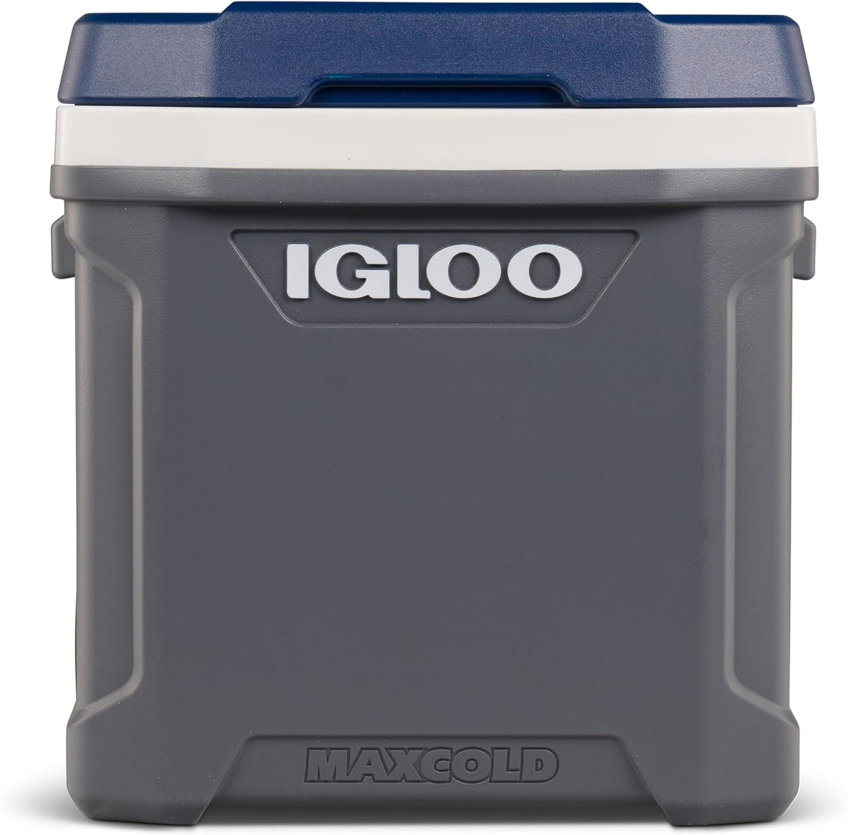 Igloo Kühltaschen & -boxen, 58 Liter, Grau/Blau/Weiß, Maxcold 62 Roller Kühlbox, Grau - Große, Robuste Kühlbox für Camping