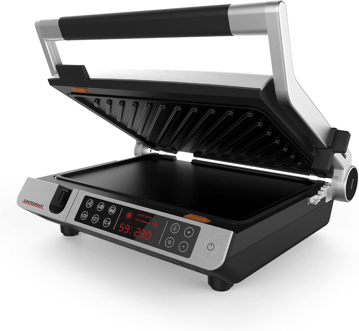 GASTROBACK Elektrische Tischgrills, Schwarz/Silber, 62539 Design BBQ Advanced Control, Kontaktgrill, Innengrill