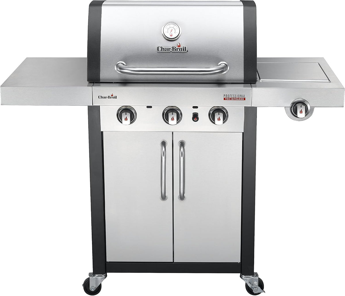Charbroil Gasgrill, Silber/Schwarz, Char-Broil Professional 3400S - 3 Brenner mit Seitenbrenner, Edelstahl